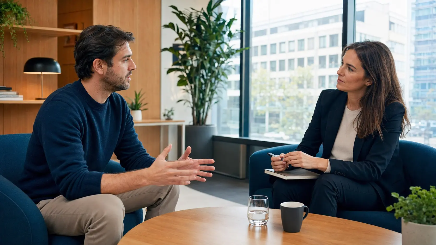 Incontro tra mental coach e cliente in uno studio a Milano
